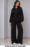 Completo Donna Comfy Chic con Giacca Zip e Pantalone Palazzo Completo in 8 Colori – 8353