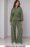 Completo Donna Comfy Chic con Giacca Zip e Pantalone Palazzo Completo in 8 Colori – 8353