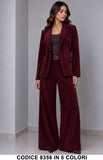 Tailleur Donna Giacca e Pantalone Palazzo con Cintura Completo Elegante in 6 Colori – 8356