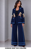 Tailleur Donna con Stampa Cavalli Giacca Monopetto e Pantalone Palazzo Completo in 4 Colori – 8357