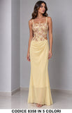 Abito Lungo Elegante con Corpetto Gioiello e Cut-Out Vestito Cerimonia Evento in 5 Colori – 8358