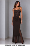 Abito Lungo Elegante con Corpetto Gioiello e Cut-Out Vestito Cerimonia Evento in 5 Colori – 8358