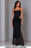 Abito Lungo Elegante con Corpetto Gioiello e Cut-Out Vestito Cerimonia Evento in 5 Colori – 8358