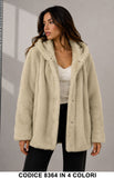 Pelliccia Ecologica con Cappuccio Oversize GIubbotto Ampio Pellicce Morbide in 4 Colori – 8364
