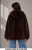 Pelliccia Ecologica con Cappuccio Oversize GIubbotto Ampio Pellicce Morbide in 4 Colori – 8364