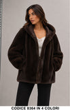 Pelliccia Ecologica con Cappuccio Oversize GIubbotto Ampio Pellicce Morbide in 4 Colori – 8364