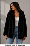 Pelliccia Ecologica con Cappuccio Oversize GIubbotto Ampio Pellicce Morbide in 4 Colori – 8364