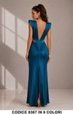 Abito Lungo Satin Cut-Out con Drappeggio Elegante Cerimonia Vestito Scollatura V in 6 Colori – 8367