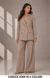 Tailleur Gessato Giacca Doppiopetto con Pantalone Palazzo Completo Elegante in 4 Colori – 8368