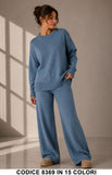 Completo in Maglia con Maglia Girocollo e Pantalone Palazzo Tuta Coordinato in 15 Colori – 8369