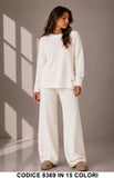 Completo in Maglia con Maglia Girocollo e Pantalone Palazzo Tuta Coordinato in 15 Colori – 8369