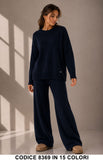 Completo in Maglia con Maglia Girocollo e Pantalone Palazzo Tuta Coordinato in 15 Colori – 8369