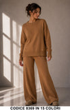 Completo in Maglia con Maglia Girocollo e Pantalone Palazzo Tuta Coordinato in 15 Colori – 8369
