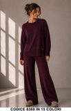 Completo in Maglia con Maglia Girocollo e Pantalone Palazzo Tuta Coordinato in 15 Colori – 8369