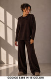Completo in Maglia con Maglia Girocollo e Pantalone Palazzo Tuta Coordinato in 15 Colori – 8369