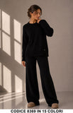 Completo in Maglia con Maglia Girocollo e Pantalone Palazzo Tuta Coordinato in 15 Colori – 8369