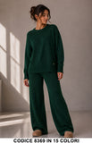 Completo in Maglia con Maglia Girocollo e Pantalone Palazzo Tuta Coordinato in 15 Colori – 8369
