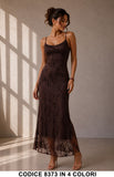 Abito Lungo Elegante in Tulle Ricamato con Glitter Vestito Cerimonia Evento in 4 Colori – 8373