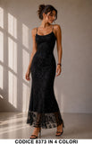 Abito Lungo Elegante in Tulle Ricamato con Glitter Vestito Cerimonia Evento in 4 Colori – 8373