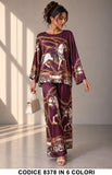 Completo Satinato Fantasia Cavalli e Catene Maglia Pantalone Elgante Coordinato in 6 Colori – 8378