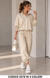 Tuta Sportiva Donna con Profili a Contrasto Completo look sporty-chic con Zip in 4 Colori – 8379