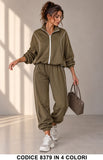 Tuta Sportiva Donna con Profili a Contrasto Completo look sporty-chic con Zip in 4 Colori – 8379