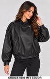 Giubbotto Donna Effetto Pelle con Collo Alto Giubbotti Casual Chic in 5 Colori – 8383