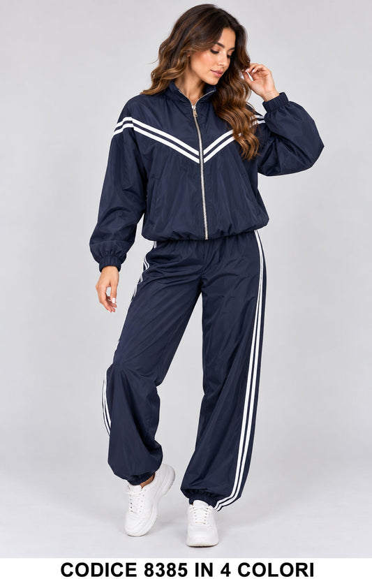 Completo Sportivo Donna Giacca e Pantalone con Bande Laterali Tuta Casual in 4 Colori – 8385