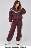 Completo Sportivo Donna Giacca e Pantalone con Bande Laterali Tuta Casual in 4 Colori – 8385