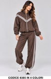 Completo Sportivo Donna Giacca e Pantalone con Bande Laterali Tuta Casual in 4 Colori – 8385