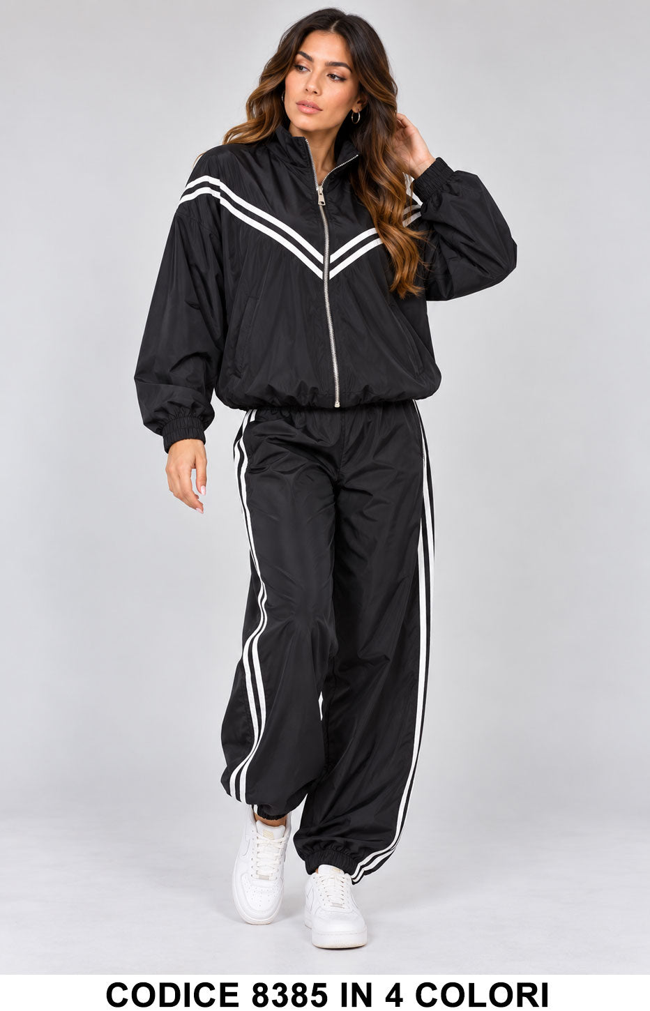 Completo Sportivo Donna Giacca e Pantalone con Bande Laterali Tuta Casual in 4 Colori – 8385