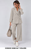 Tailleur Donna Doppiopetto con Pantalone Palazzo Cropped Completo Casual Chic in 6 Colori – 8388