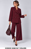 Tailleur Donna Doppiopetto con Pantalone Palazzo Cropped Completo Casual Chic in 6 Colori – 8388