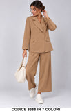Tailleur Donna Doppiopetto con Pantalone Palazzo Cropped Completo Casual Chic in 6 Colori – 8388