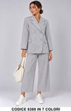 Tailleur Donna Doppiopetto con Pantalone Palazzo Cropped Completo Casual Chic in 6 Colori – 8388