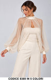 Coprispalle Donna Elegante in Tulle Trasparente con Maniche a Palloncino Mantellina in 5 Colori – 8389