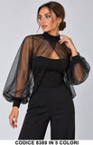 Coprispalle Donna Elegante in Tulle Trasparente con Maniche a Palloncino Mantellina in 5 Colori – 8389