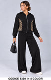 Tuta Completo Donna con Felpa Animalier e Pantalone Palazzo Completo Chic in 4 Colori – 8390