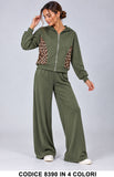 Tuta Completo Donna con Felpa Animalier e Pantalone Palazzo Completo Chic in 4 Colori – 8390
