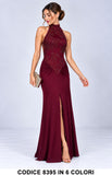 Abito Lungo Cerimonia con Corpetto Ricamato e Spacco Vestito Elegante Paillettes in 6 Colori – 8395