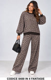 Completo Donna Animalier Felpa girocollo con Pantalone Palazzo Tuta Sportiva in 4 Fantasie – 8400