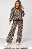 Completo Donna Animalier Felpa girocollo con Pantalone Palazzo Tuta Sportiva in 4 Fantasie – 8400
