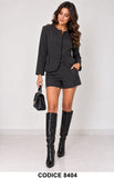 Completo 2 Pezzi Nero Giacca Sartoriale Blazer e Shorts Coordinato Elegante – 8404