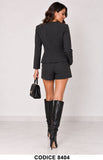 Completo 2 Pezzi Nero Giacca Sartoriale Blazer e Shorts Coordinato Elegante – 8404