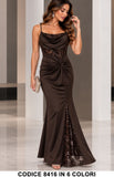 Abito Lungo Elegante a Sirena con Paillettes inserto in tulle ricamato Vestito Cerimonia in 6 Colori – 8416
