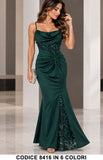 Abito Lungo Elegante a Sirena con Paillettes inserto in tulle ricamato Vestito Cerimonia in 6 Colori – 8416