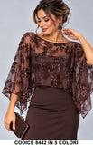 Coprispalla Elegante in Tulle Ricamato floreale con Paillettes da Cerimonia in 5 Colori – 8442