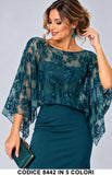 Coprispalla Elegante in Tulle Ricamato floreale con Paillettes da Cerimonia in 5 Colori – 8442