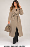 Cappotto Lungo Donna Doppiopetto con Cintura collo con revers elegante e versatile in 7 Colori – 8448