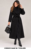 Cappotto Lungo Donna Doppiopetto con Cintura collo con revers elegante e versatile in 7 Colori – 8448